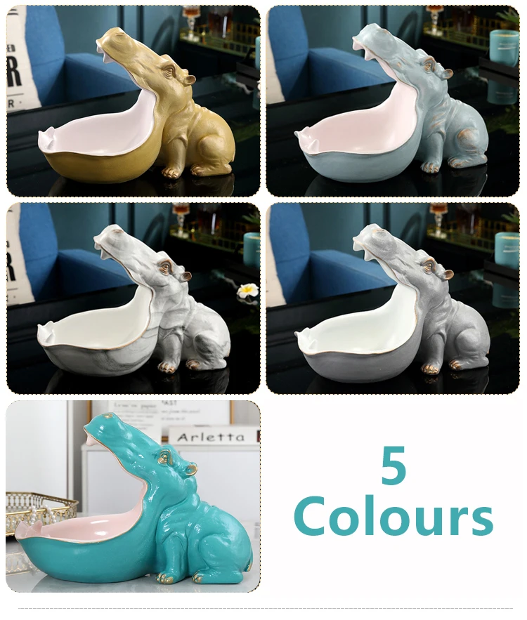 3D Statue Hippo Sculpture Home Decoration Accessories Animal Figurine Storage Box Home Decor Ornament Room Table Decorations Art (34)