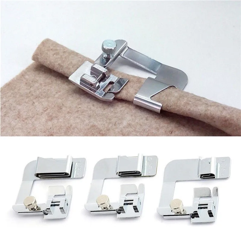 Stainless steel Domestic Sewing Machine Foot Presser Rolled Hem Feet Set for Brother Singer Sewing Accessories
