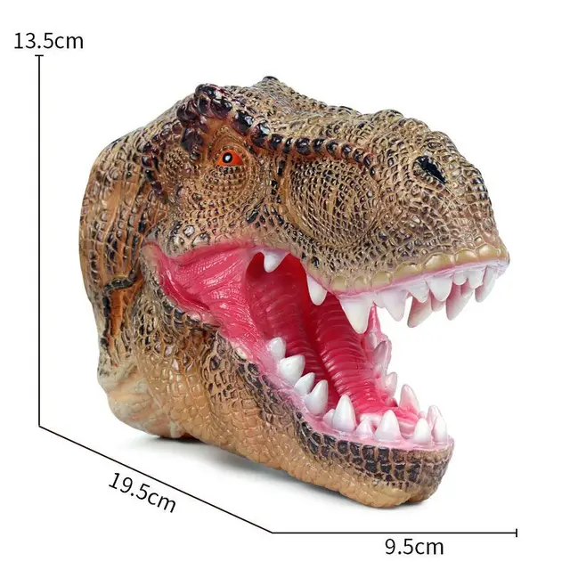 Realistic Dinosaur Hand Puppet for Stories Non-toxic Soft Rubber Animal Head Hand Puppet T-rex Model Figure Toy for Kids Gift