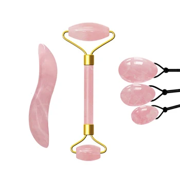 

Rose Quartz Jade Roller Pink Crystal Facial Roller Yoni Eggs Jade Ball Face Thin Massager Guasha Board Set Vaginal Massage Tool