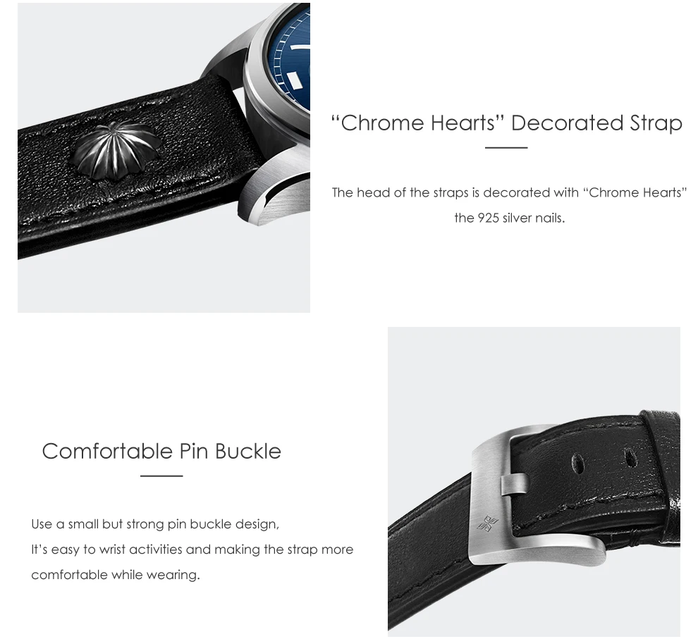 AGELCOER Дизайнерские мужские нарядные часы, автоматические механические часы с календарем, мужские часы с кожаным синим и черным циферблатом, простые наручные часы