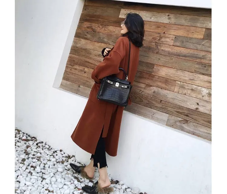 Новое осенне-зимнее шерстяное пальто женское тонкое шерстяное пальто в Корейском стиле женское длинное кашемировое пальто большого размера NS1396
