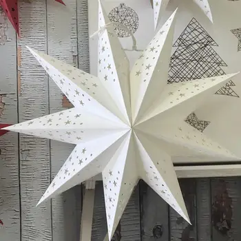 

45CM Christmas Star Lantern Hollow Out Paper Lantern Stars Shaped Illuminated LED Paper Festival Lantern Christmas Ornaments