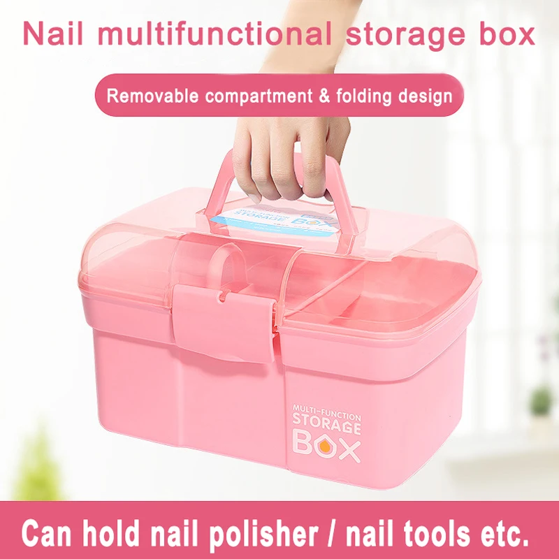 Caixa de Armazenamento Case de Armazenamento do Unha Ferramenta para Ferramenta de Arte Rosa Grande Capacidade Unha Arte Ferramenta Case Portátil Organizador Caixa Jóias Gel Bits 1 pc 11 High Quality Beleza e saúde