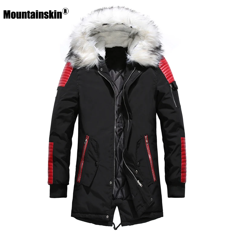Tanie Moutainskin zima mężczyźni płaszcz futra z kapturem długie bawełniane kurtka mężczyzna dorywczo parki moda grube ciepłe płaszcze mężczyźni odzież marki SA611