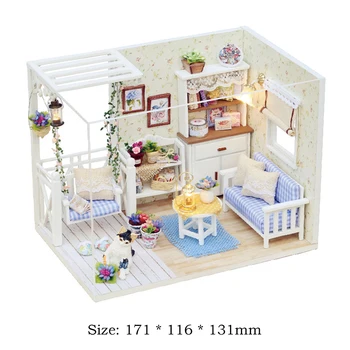 

Kitten Diary Wooden Furniture Miniature Dollhouse Toys Building Model House Wooden Doll House Model Kit Gifts for Doll Accessory