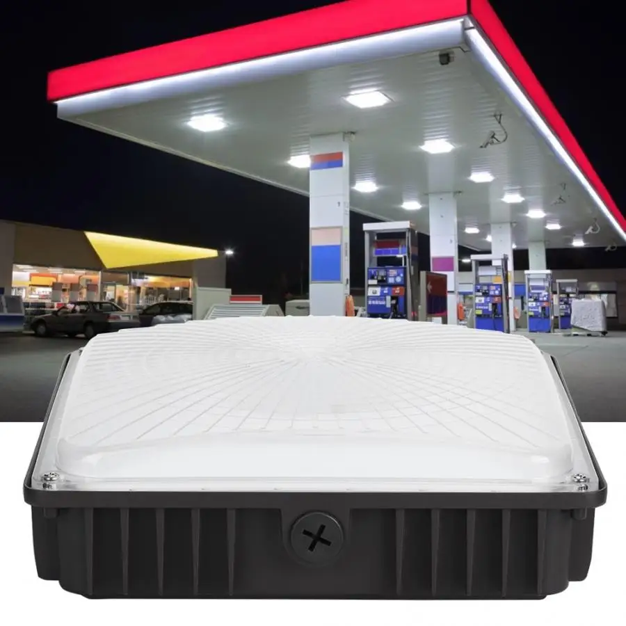 

AC 100-277V 80W PC + Aluminum Alloy LED Gas Station Ceiling Lamp IP65 Waterproof Canopy Light 5000K White Lighting