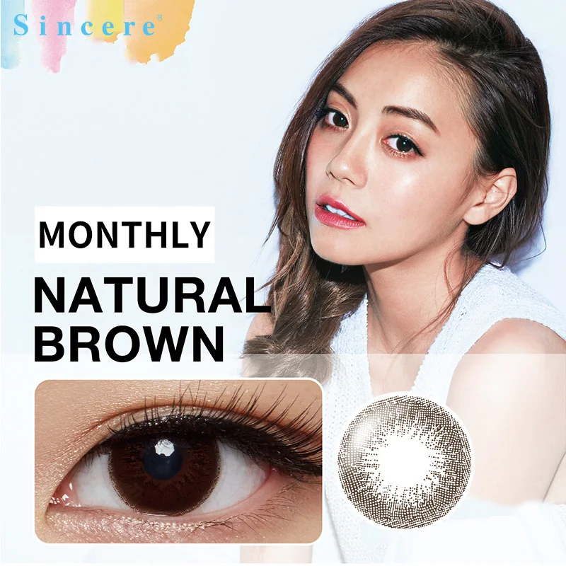Natural Brown Блестящие коричневые контактные линзы для глаз коррекция зрения уход за здоровьем ежемесячный бросок используется в течение 30 дней цветные контактные линзы - Цвет: Natural Brown