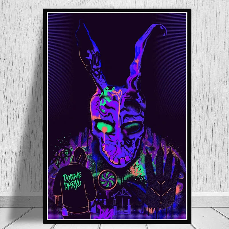 NT021 Ретро персонаж Донни Дарко ужас Blacklight фильм живопись плакат стены Искусство картина Печать холст Декор для гостиной дома комнаты