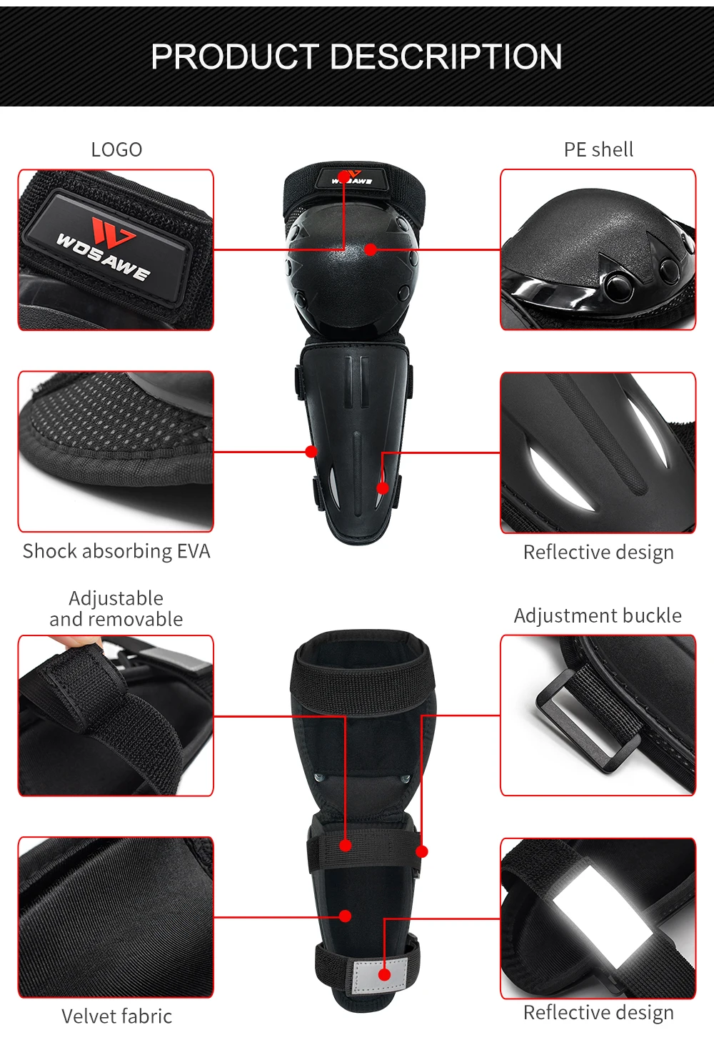 Детские наколенники WOSAWE высокой плотности для езды на велосипеде скейтборде