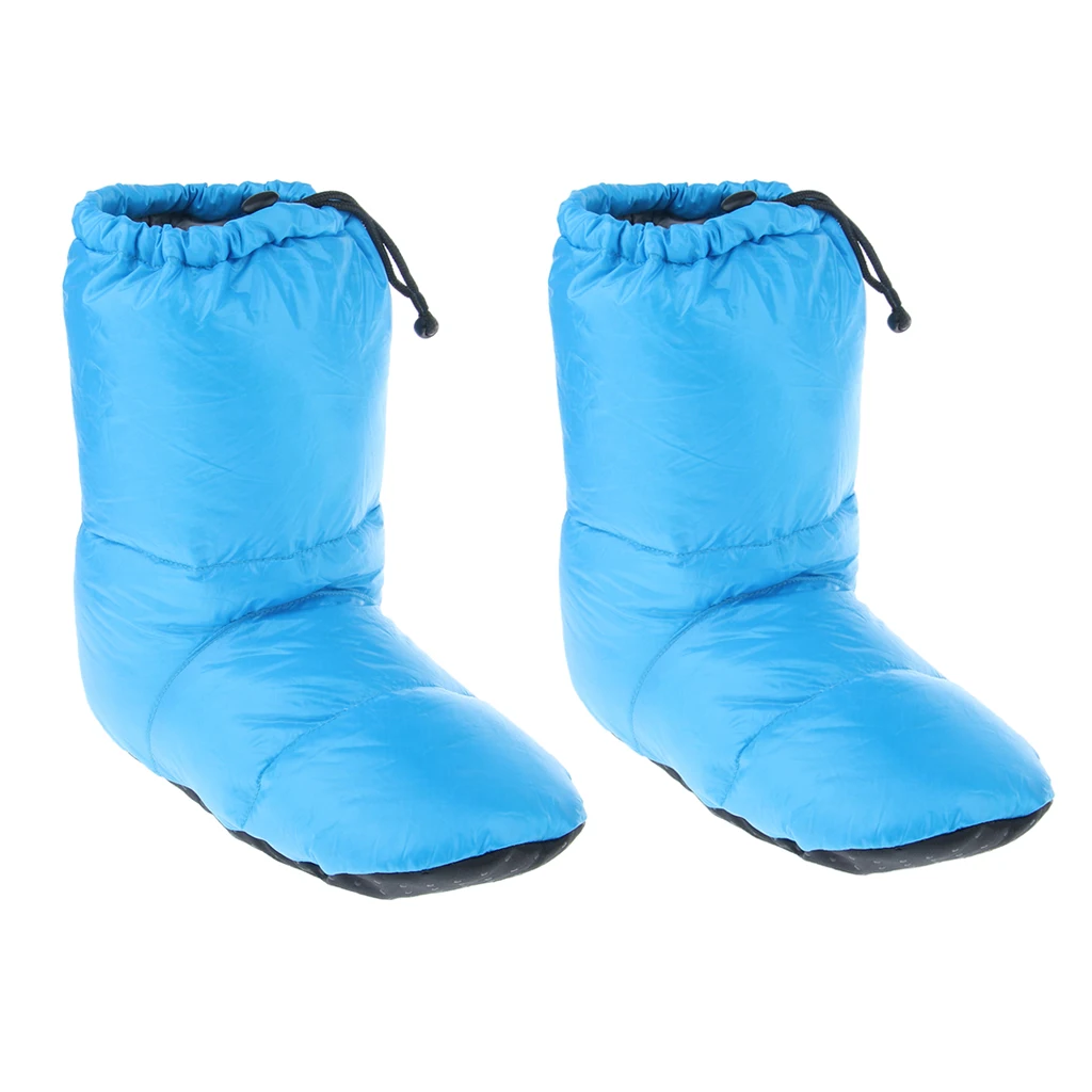 White Goose Down Slippers Winter Warm Camping Tent Foot Booties, Filled with 90% Goose Down, Super Warm