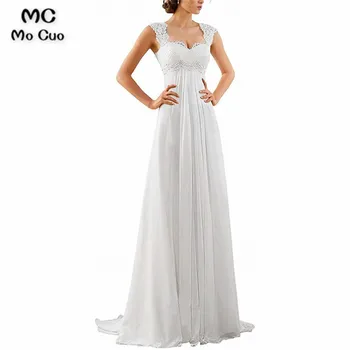 

Beach New Women's Wedding Dress with Appliques Sweetheart Short Sleeve Chiffon Vestidos de novia Bridal Dress Wedding Gown