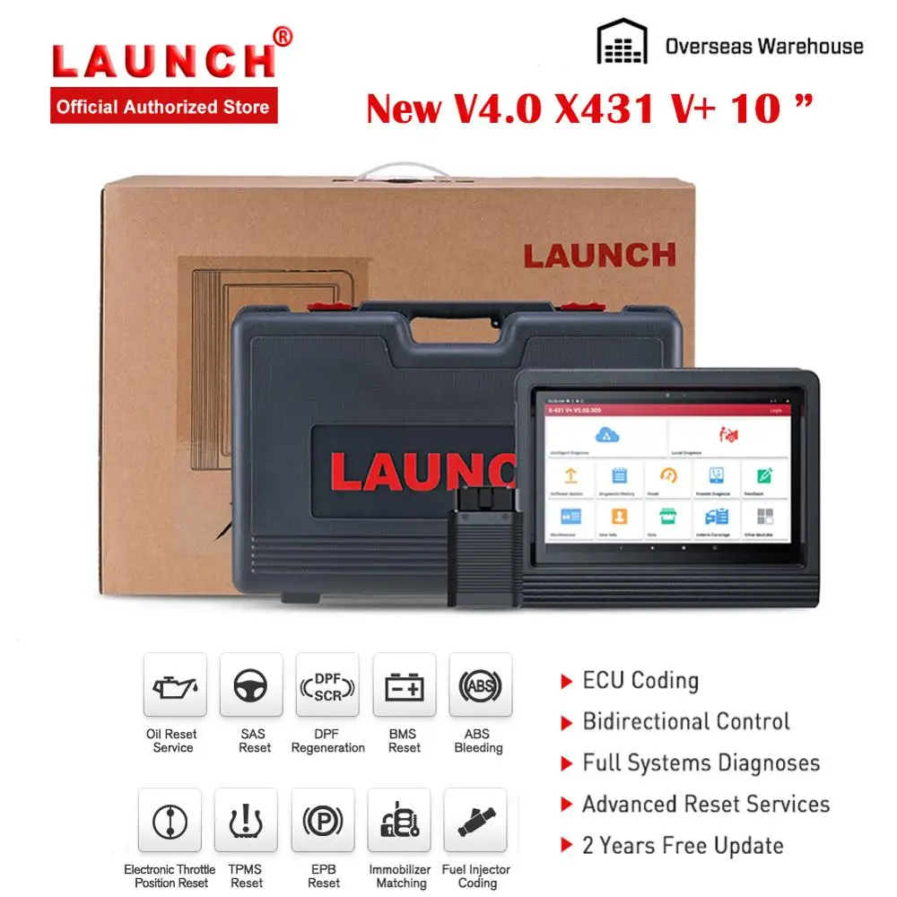 Launch-herramienta de diagnóstico automotriz X431 V + 4,0 OBD2, escáner automotriz 2GB 32GB, compatible con codificación ECU/Vin automático