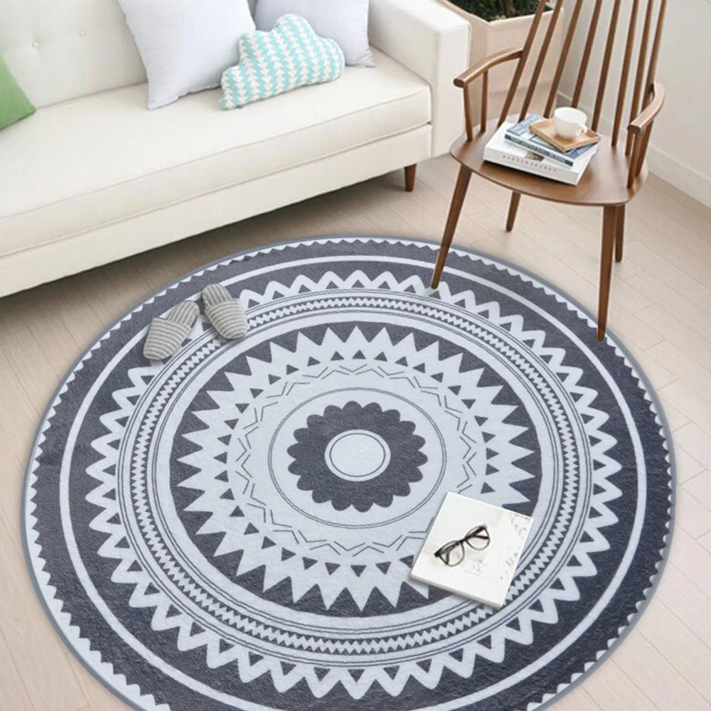 

Nordic Modern Plush Floor Rug Round Area Carpet Living Room Bedroom Home Textile Decor Rugs Geometric Play Game Mats