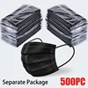 10/50/100/200/500pcs Mask Disposable Separate Package Black Face Masks Independent Packaging 3 Layer Ply safe Protective mask 1