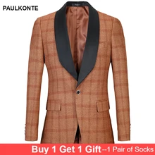 PAULKONTE Men Mostly Male Dress Jacket Slim Fit Male Blazer Luxury Brand Designer Plaid Suit Homens Suit Classic Men's Jacket PAULKONTE Men Mostly Male Dress Jacket Slim Fit Male Blazer Luxury Brand Designer Plaid Suit Homens Suit Classic Men's Jacket