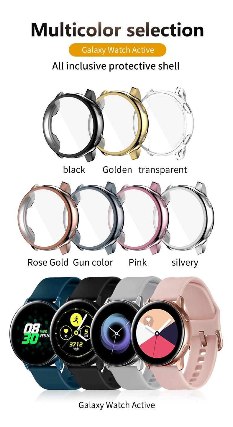 Чехол для часов из ТПУ для samsung Galaxy watch active чехол для часов active 2 44 мм 40 мм защитный чехол для экрана с полным покрытием