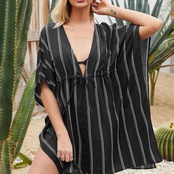 

Swimsuit Bath Dresses Beach Tunic Plus Size Cover Ups Capes Cover Up Salidas De Playa Woman Trendy Coverup Bikin Stripe Kaftan