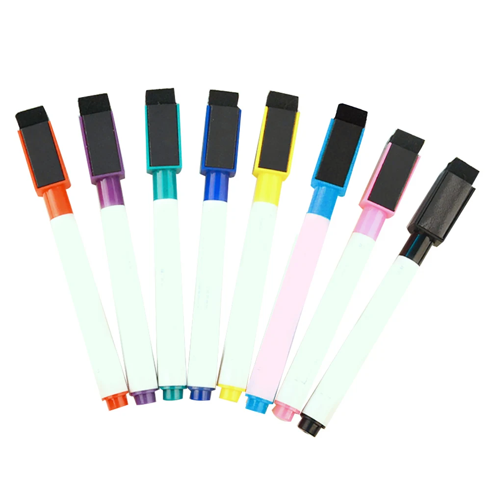 50Pcs Erasable Magnetic Dry Whiteboard Markers Drawing Pen Eraser Stationery