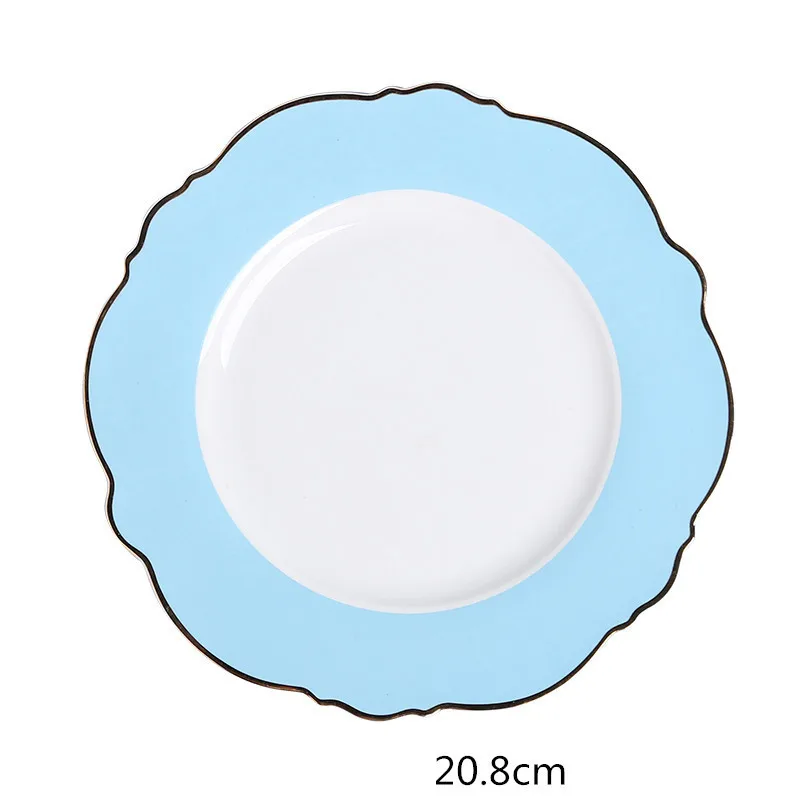 Короткая посуда с золотыми краями неправильная керамическая тарелка в цветочной