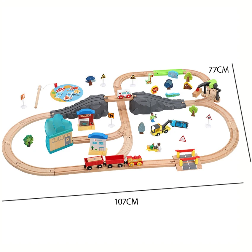 Ospedale Rescue Transport Track Set Puzzle Track Repair Scene Con Sound Track Compatibile Treno Elettrico In Legno Giocattoli Per Bambini Pd14