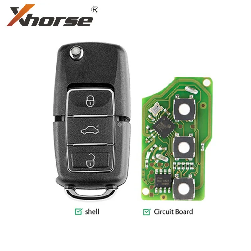 Xhorse XKB506EN проводной дистанционный ключ для VW B5 Flip 3 кнопки Extreme Black английская