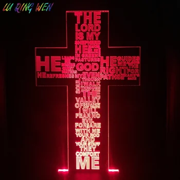 

Crucifix Cross Led Night Light Psalm 23 The Lord Is My Shepherd Nightlight Present Christian Jesus Drop Shipping Night Lamp Gift