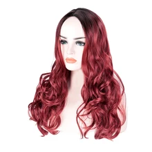 Парики из искусственных волос без шапочки-основы длиный Волнистые Черный цвет красного вина блонд парики из искусственных волос