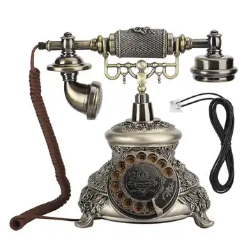 

Retro Resin Antique Corded Telephone Vintage Turntable Rotary Dial Desk Telephone Phone Home Office Decoration Phone New