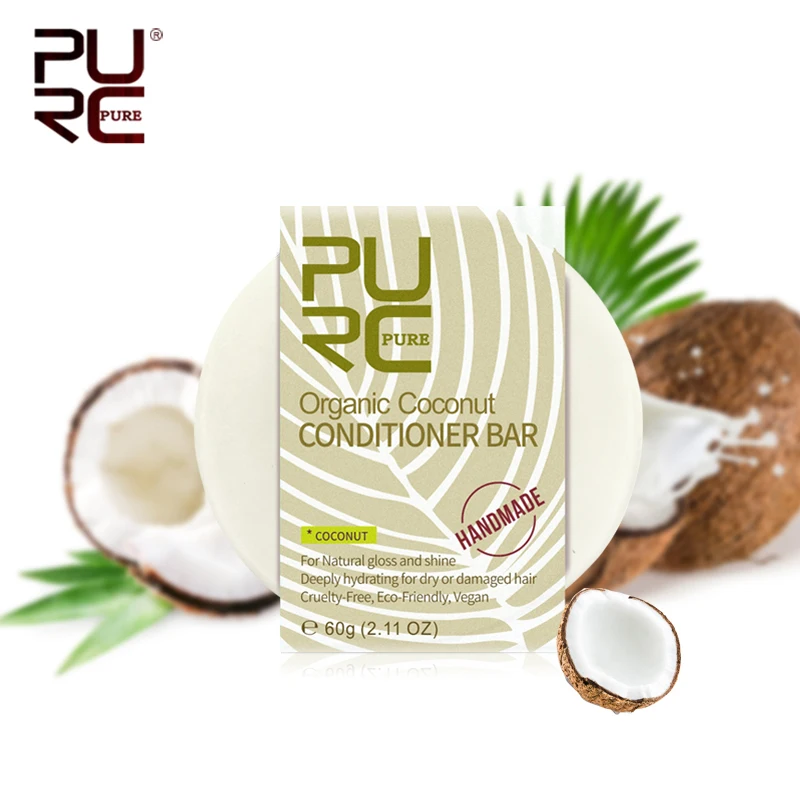 PURC Organic Hair Coconut Conditioner Bar Handmade Solid Hair Conditioner Soap Deeply Hydrating for Dry/Damaged Care 11.11 hair conditioner