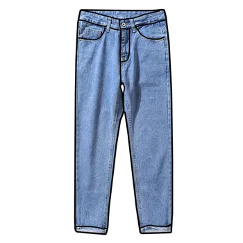 

Mens Pencil Pants 2019 Men Casual Slim Fit Straight Stretch Feet Skinny Zipper Jeans For Male Hot Sell Fashion Trousers 37-36