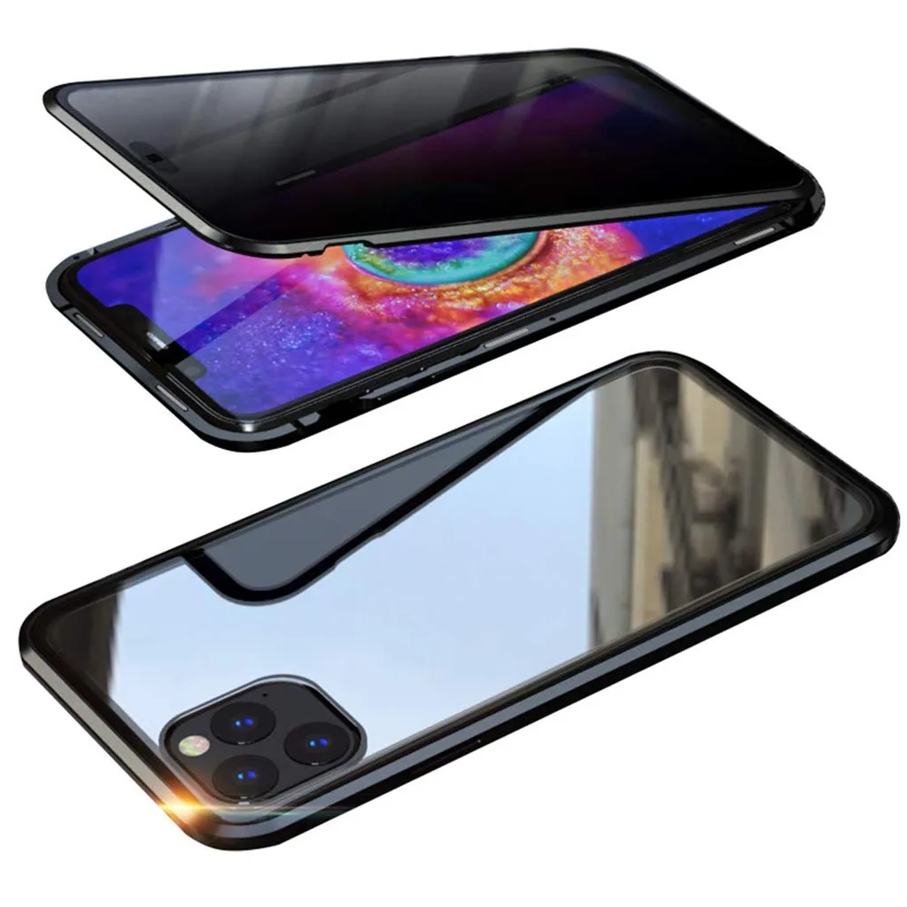 Чехол для iPhone 11 Pro Max, чехол с магнитной адсорбцией, металлический бампер, стеклянная крышка, поддержка беспроводного зарядного устройства для iPhone 11, чехол 920#2