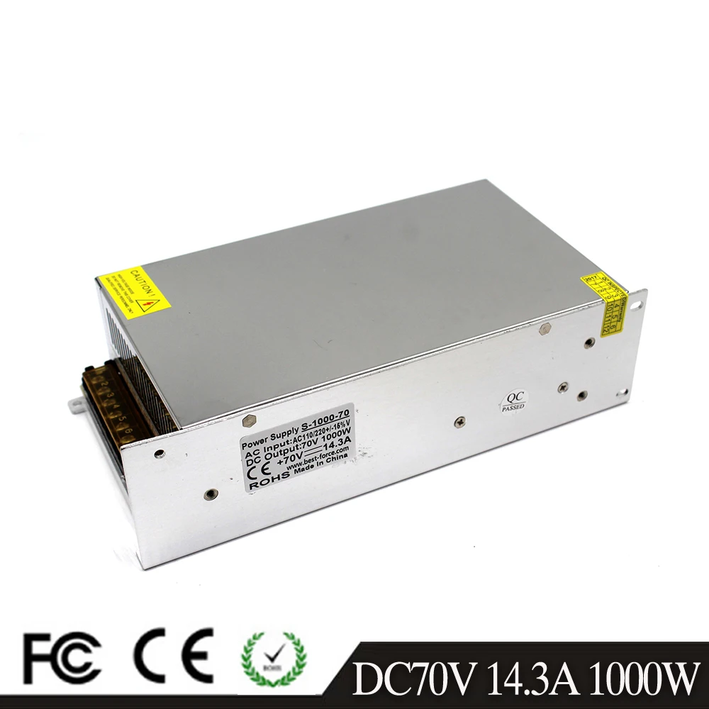 Один выход импульсный источник питания DC70V 14.3A 1000W трансформатор 220V 110V AC SMPS для