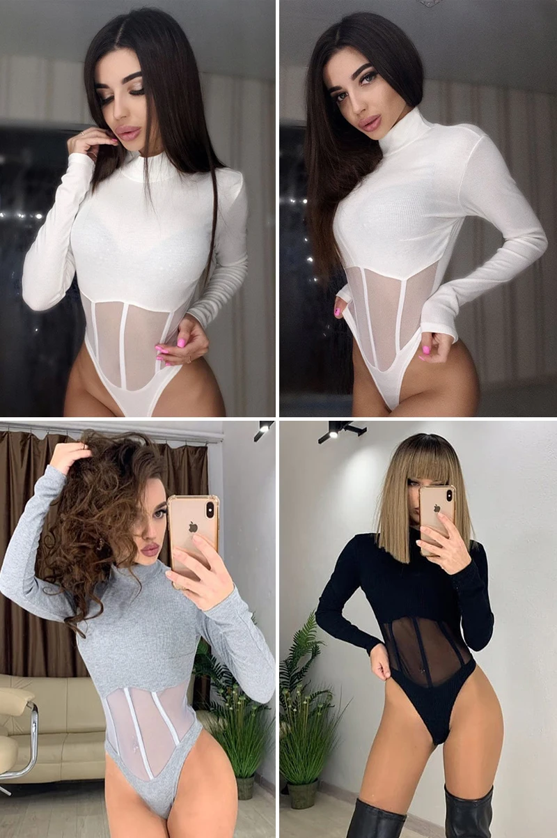 RLMABABY, с высоким воротом, с длинным рукавом, в сетку, в стиле пэчворк, сексуальный боди с длинным рукавом, комбинезон в обтяжку, Осень-зима, женский боди, Топ