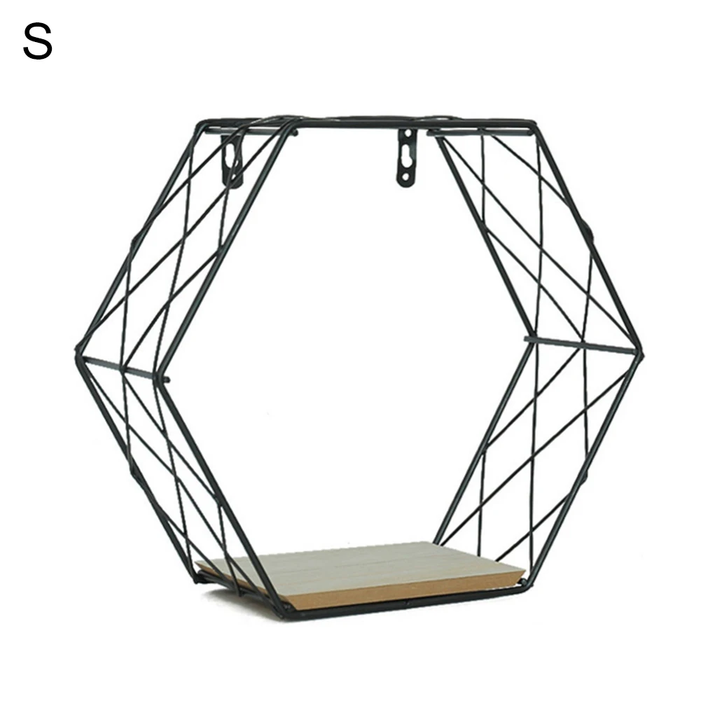 Декоративные железные полки в скандинавском стиле, шестигранные настенные подвесные стеллажи для хранения для гостиной, декоративные настенные полки для хранения