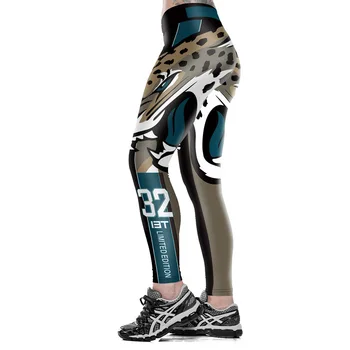 

Women show thin buttocks green 3D digital printing breathable sweat absorption nine points lady pants leggings