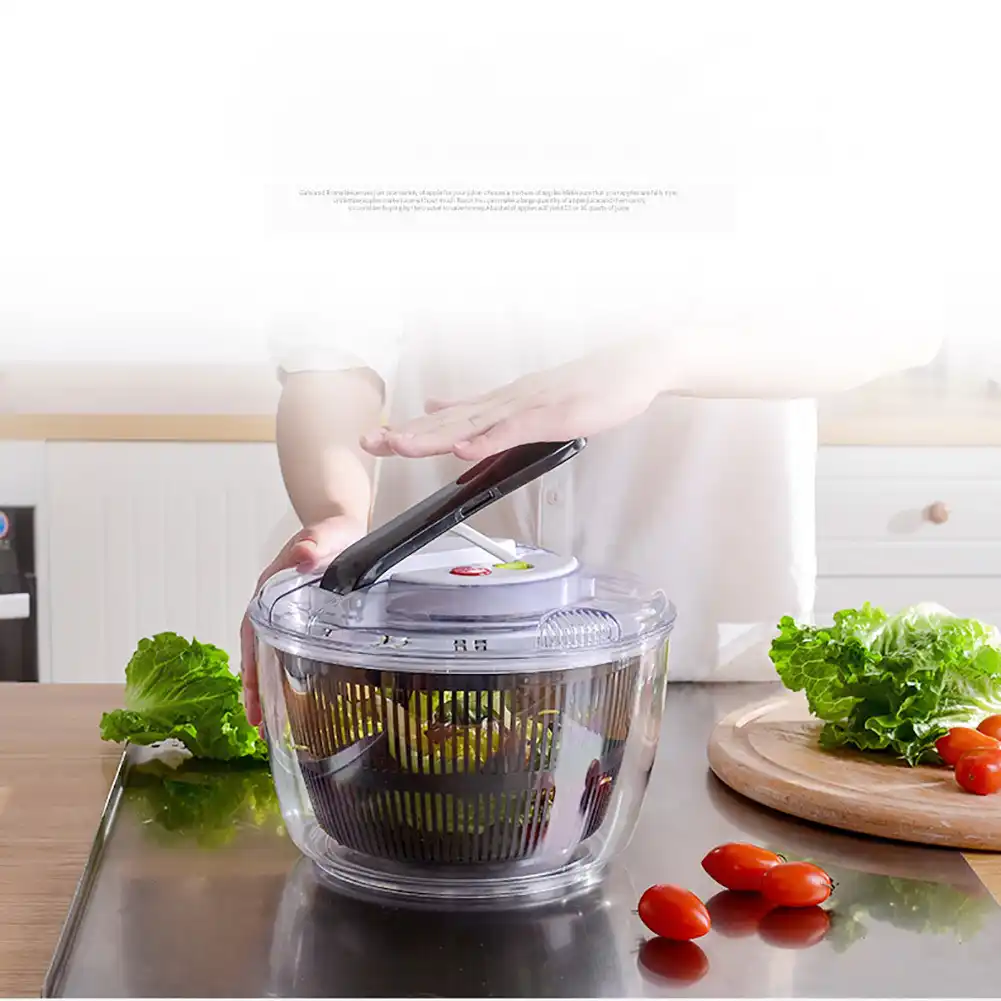 1 Vegetable Washer with Bowl Salad Spinner Large Clear Mixer Bowl Fruit and Veggie Wash Container