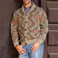 

Men's Fashion Clothing Wool Blended Sweater Cardigan Sweater Warm Jacquard Knit Long Sleeve Lapel Thick Coat