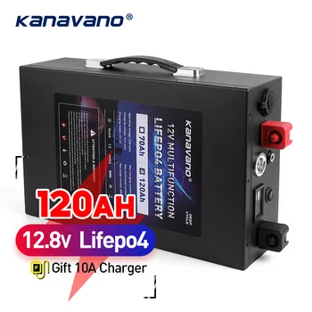 شراء12v120Ah ليثيوم الحديد الفوسفات LiFePO4 دورة عميقة بطارية قابلة للشحن حزمة معدنية في الهواء الطلق التخييم السفر مع 10 شاحن