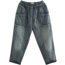 OMIKRON Модные Винтажные Свободные повседневные джинсы женские шаровары с вышивкой из мультфильмов хлопковые брюки для мальчиков vaqueeros Mujer