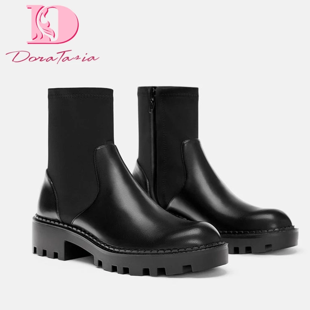 

Doratasia 2020 Fashion Motorcycle Boots brand new top quality Ankle Boots Woman Shoes cool Shoes Women slip on Sock Boots female