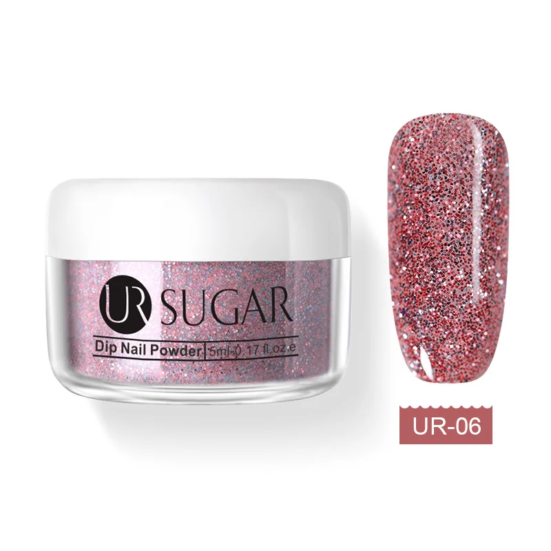 UR SUGAR розовый порошок для ногтей 5 мл голографический блеск Dip пигмент пыль натуральный сухой дизайн ногтей украшение наращивание ногтей DIY - Цвет: Glitter 6