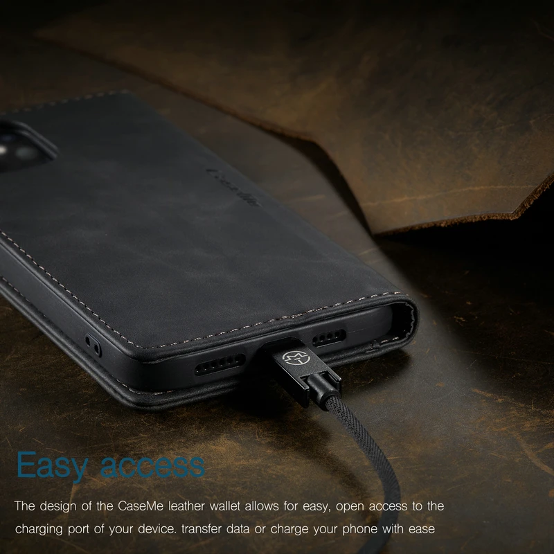 Vintage Leather Wallet Phone Case with Card Holder