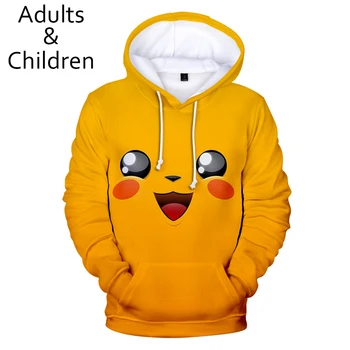 

New 3D Pokemon Fashion Anime Men Women Hoodie Harajuku Children Spring Autumn Comfortable Pullover Kids Casual Yellow Sweatshirt