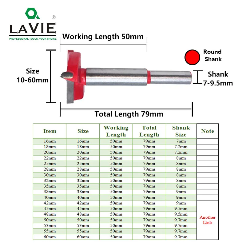 LAVIE 1 шт. 15 мм-60 мм пробочное сверло коронка по дереву резак сверло с шарниром биты Круглый хвостовик карбида вольфрама открывалка DB03060