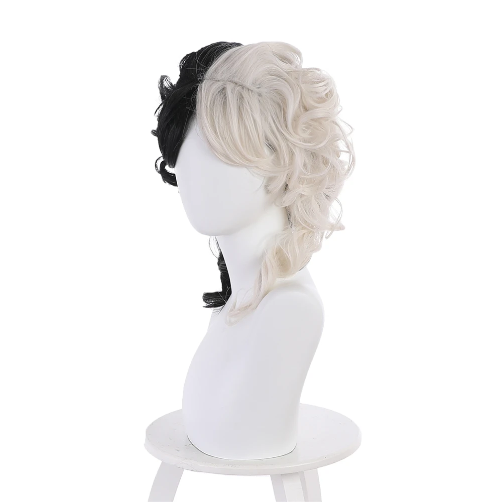 Cosplay&ware Evil Women Half Black White Wig Bad Girl Short Curly Hair Wigs Headwear Demon Cosplay Props 2 Types -Zentai shop online H8d6423bc636e493296ff3494b3dffa32s.jpg