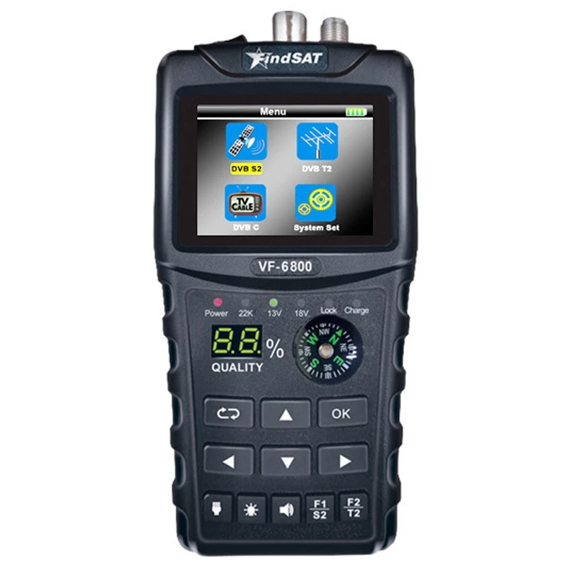 

VF-6800 DVB-T2 DVB-S2 DVB-C Satellite Finder Sat Finder Meter 2.4 Inch LCD DVB-T DVB-S HD Digital Satfinder US Plug