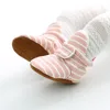 Zapatos medias para bebé a rayas Gingham, botines para primeros pasos, algodón, cómodos, suaves, antideslizantes, para cuna ► Foto 2/6