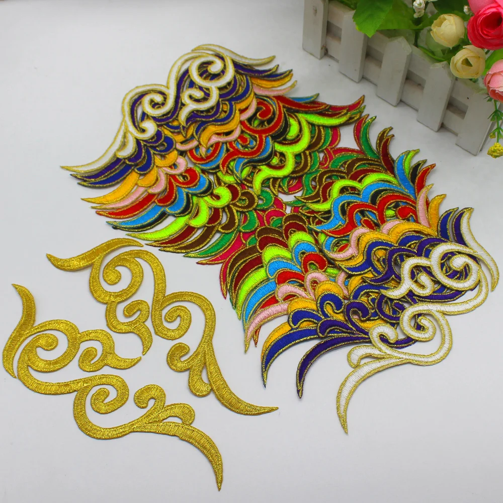 Mix Color By Message YACKALASI, 5 пар, Золотая вышитая аппликация, 3D цветок, кружевные нашивки, горячая фиксация, железо на зеркале, пар, косплей, костюм 5*17,7 см, сделай сам - Цвет: Mix Color By Message