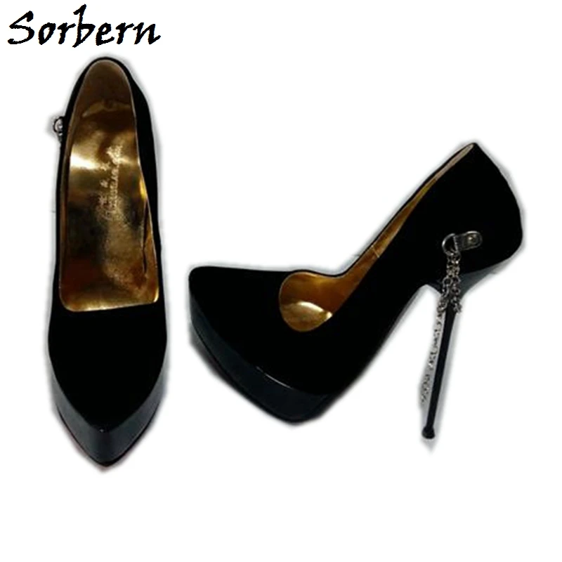 

Sorbern Fashion Platform Women Shoes Side Chains Stilettos High Heels Pointy Toes 14Cm 16Cm Ladyboy Shoes Size 15 Custom Colors